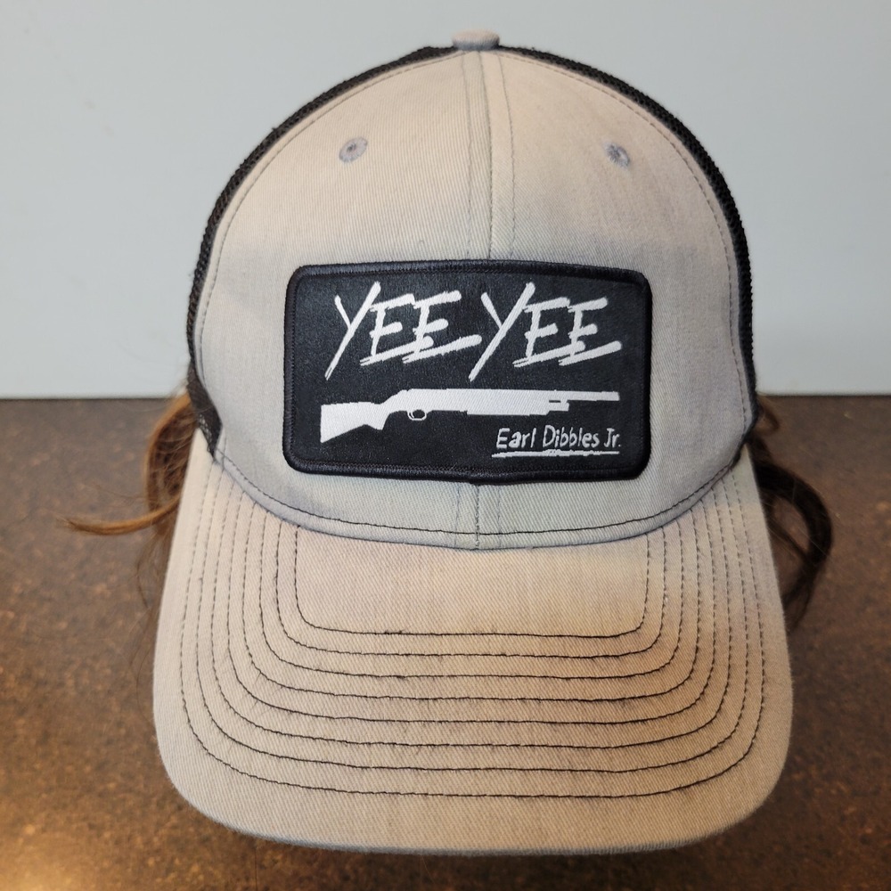 Richardson Yee Yee Trucker Hat Unisex Adults Beige Black Adjustable Snapback Cap